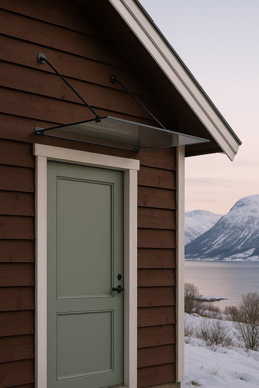 Baldakin med glass på hytten